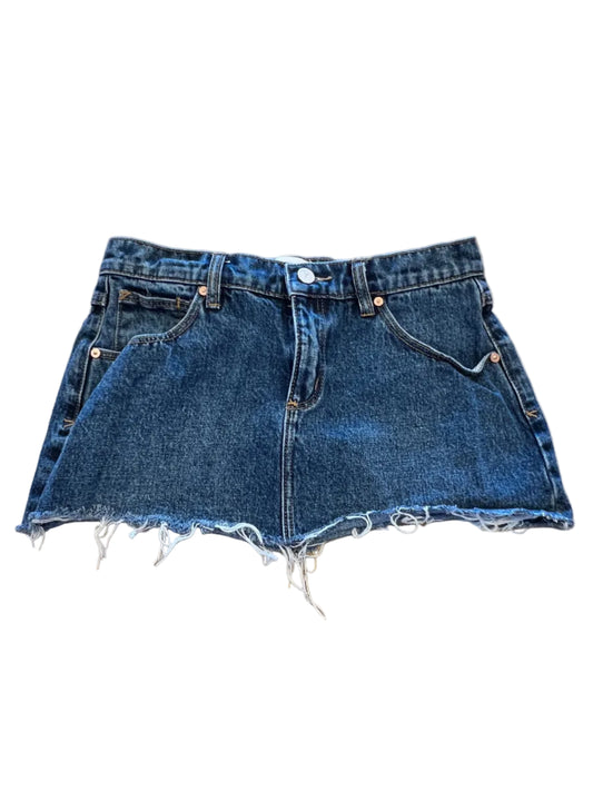 Abrand ’99 Y2K Low Rise Raw Hem Denim Mini Skirt