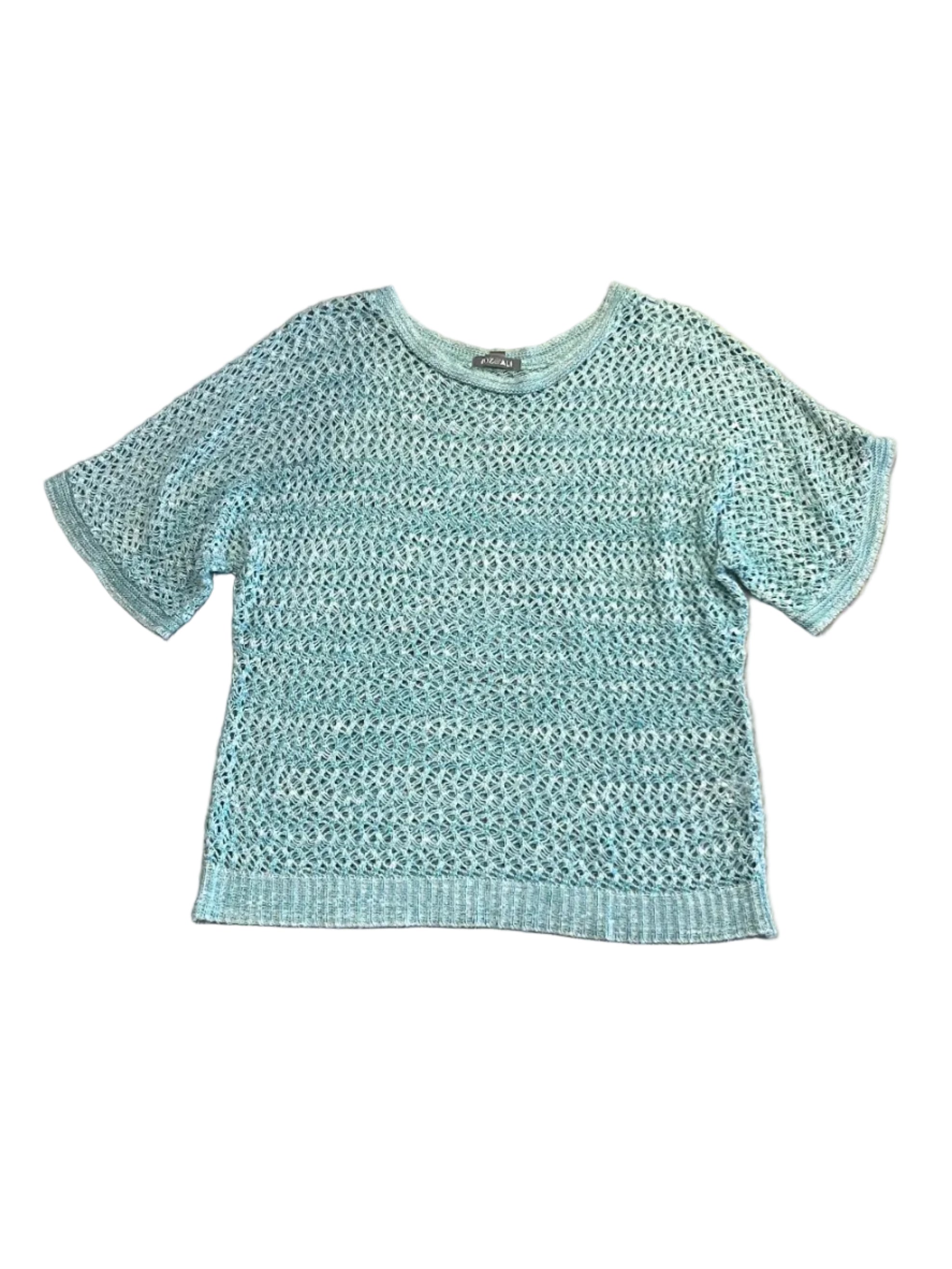 Teal Crochet Knit Short Sleeve Top