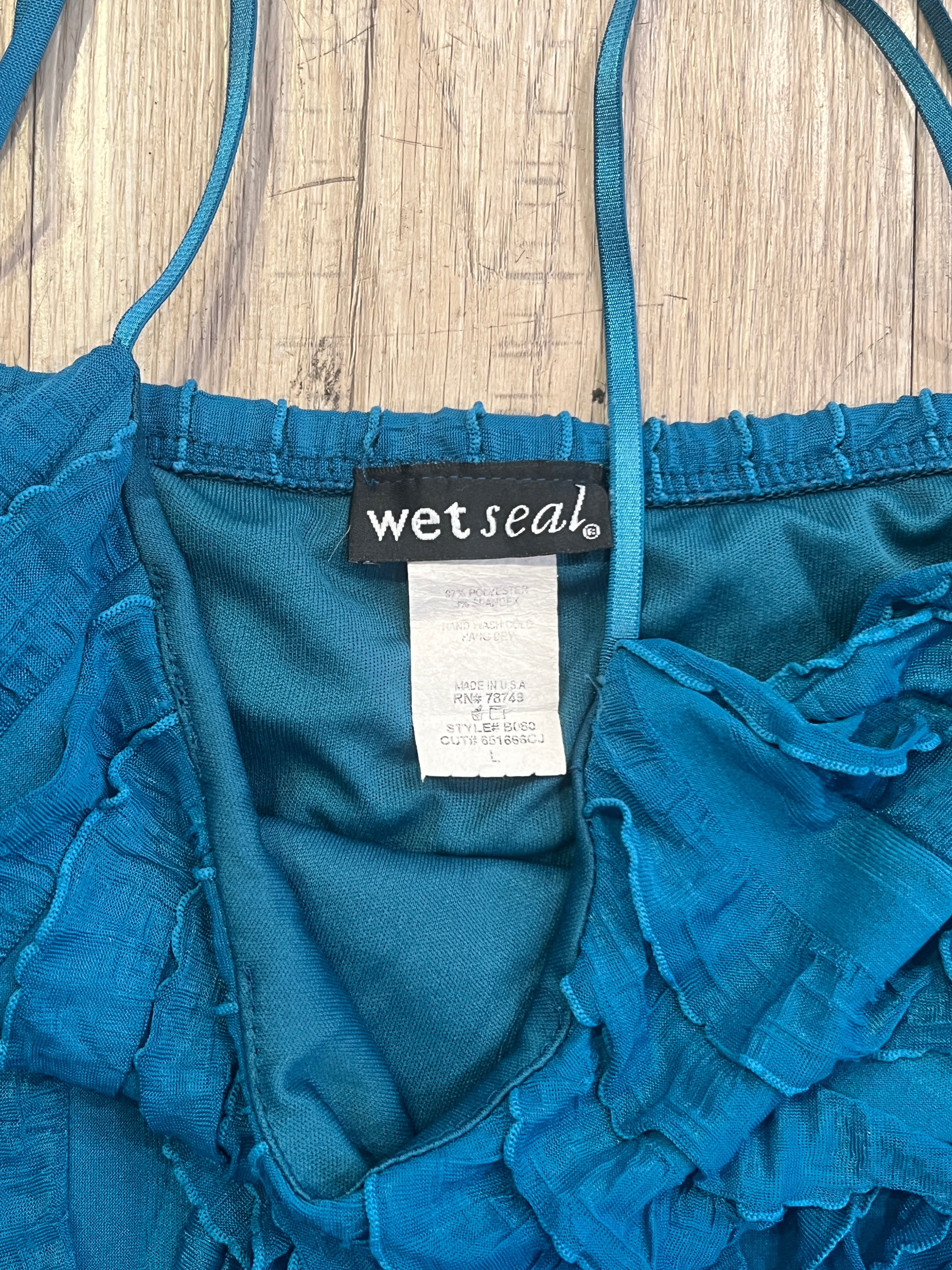 Y2K Wet Seal Textured Ruched Bodycon Mini Dress