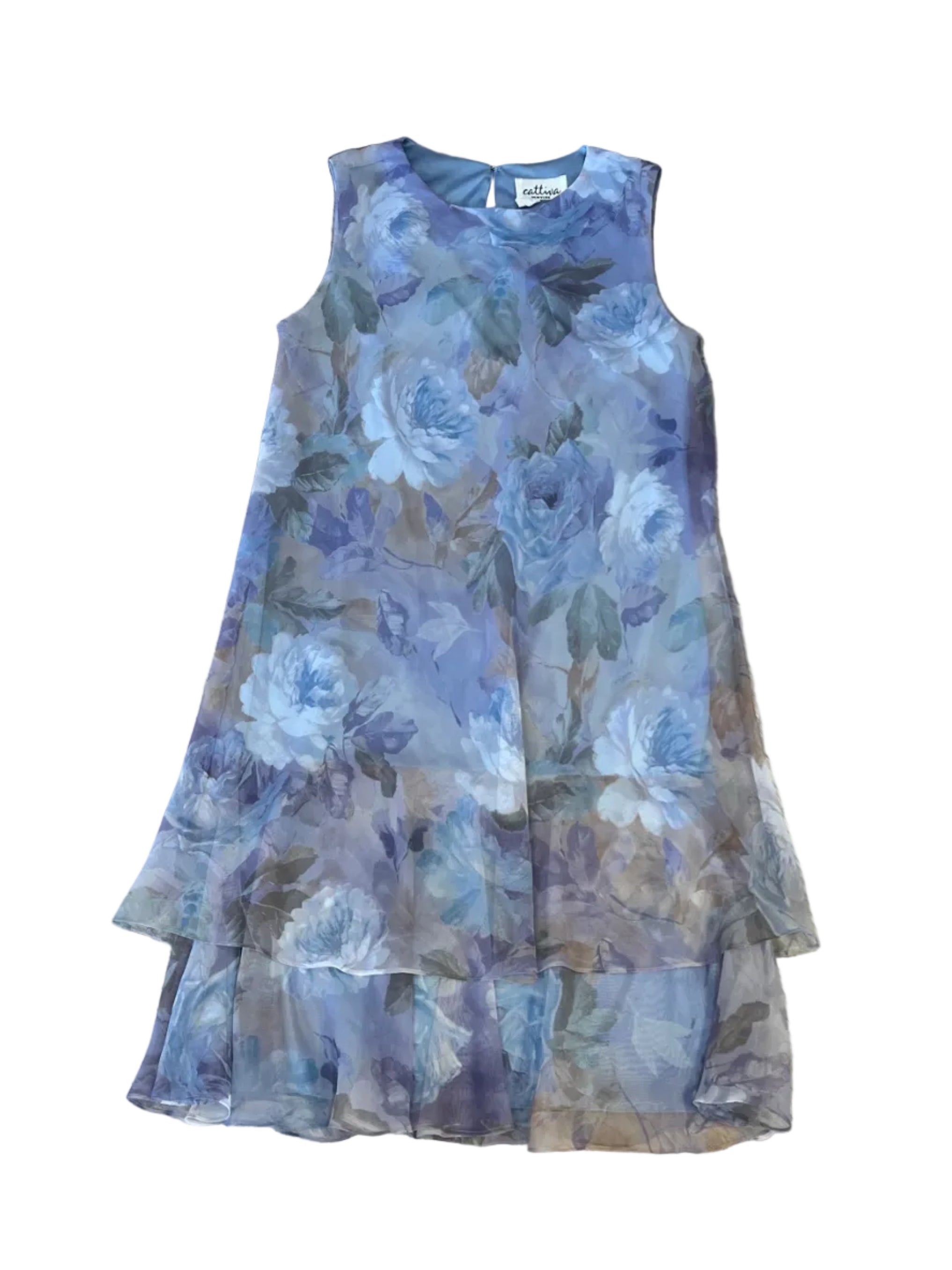 Vintage Cattiva New York Floral Sheer Overlay & Midi Dress Set