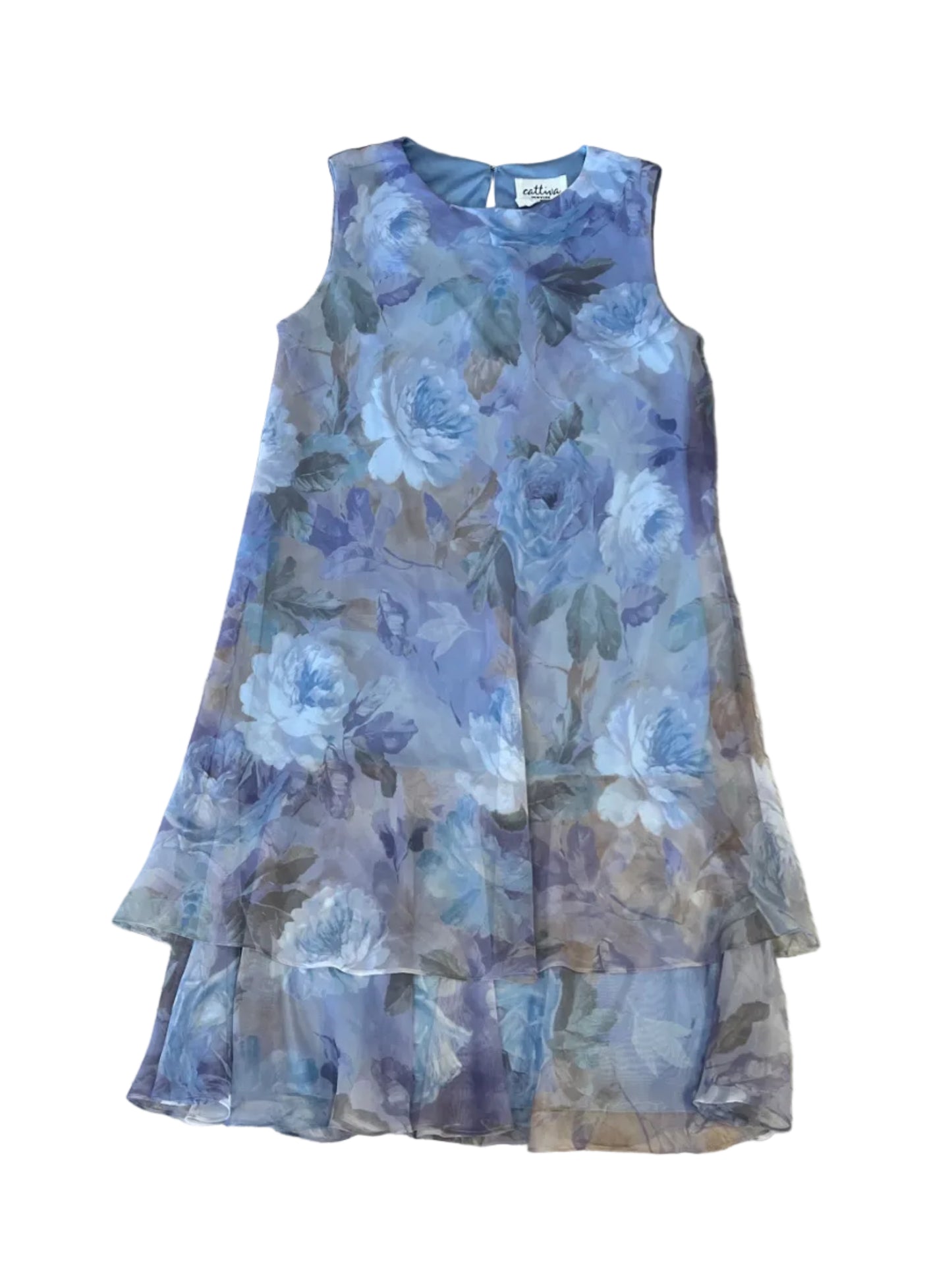 Vintage Cattiva New York Floral Sheer Overlay & Midi Dress Set