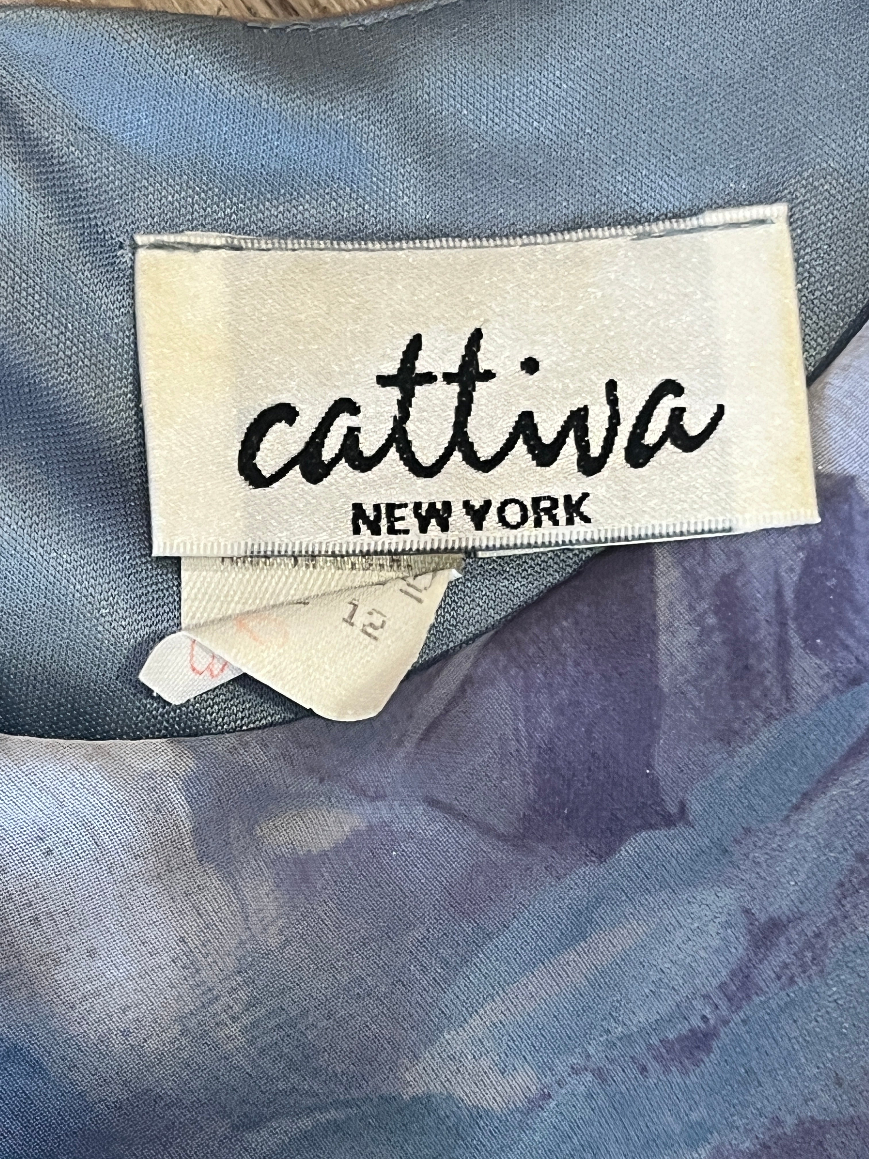 Vintage Cattiva New York Floral Sheer Overlay & Midi Dress Set