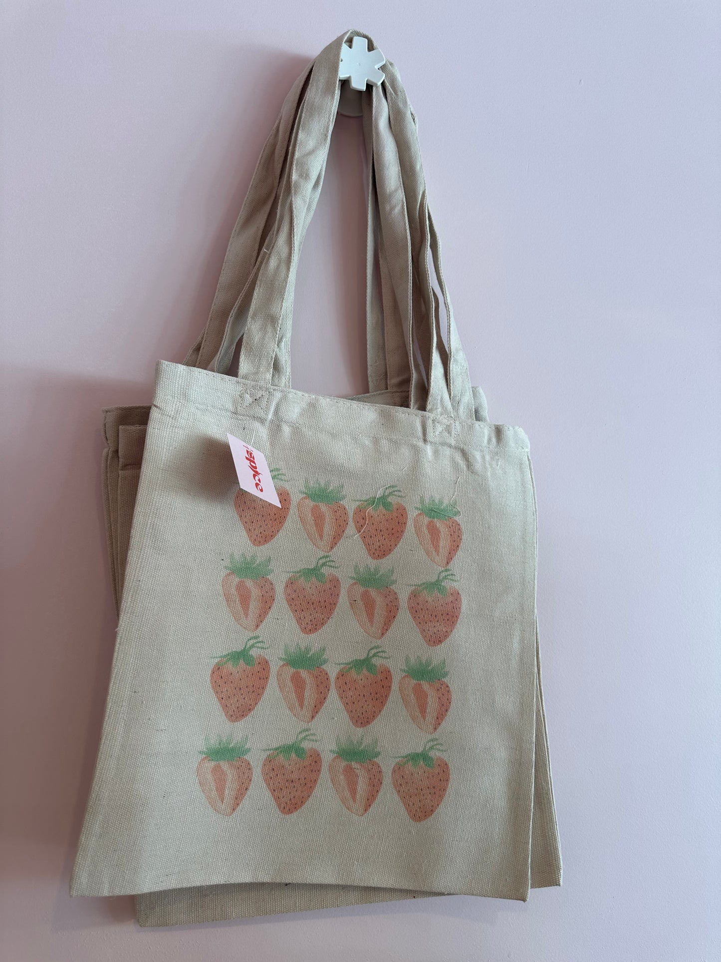 Strawberry Print Tote Bag