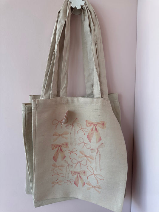 Pink Ribbon Bow Tote Bag