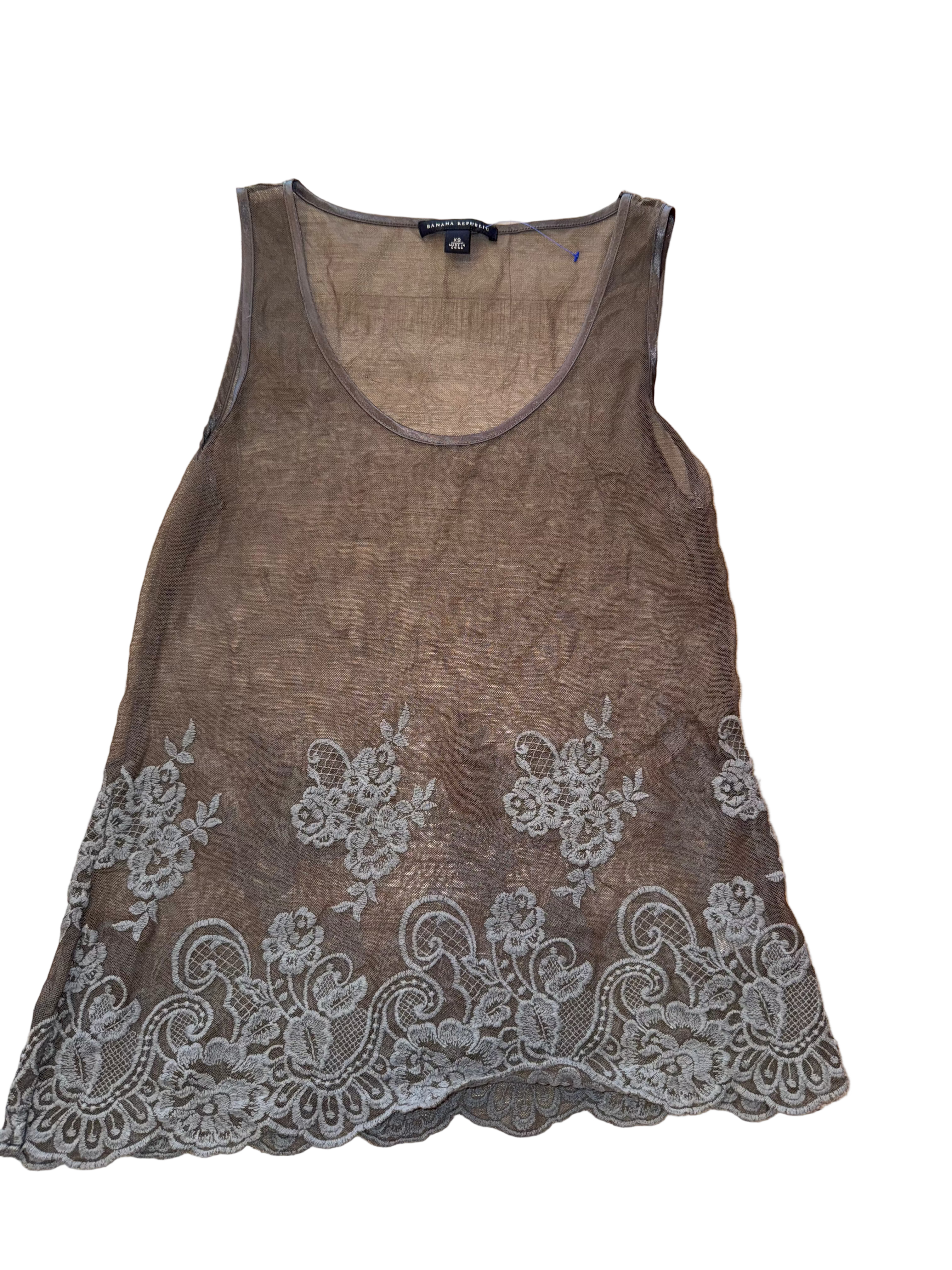 Vintage Banana Republic Sheer Gray Lace Tank