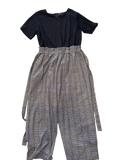 Retro Style Plaid Jumpsuit with Belt