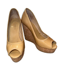 Vintage Jimmy Choo Patent Leather Peep Toe Wedges (Size 6.5)