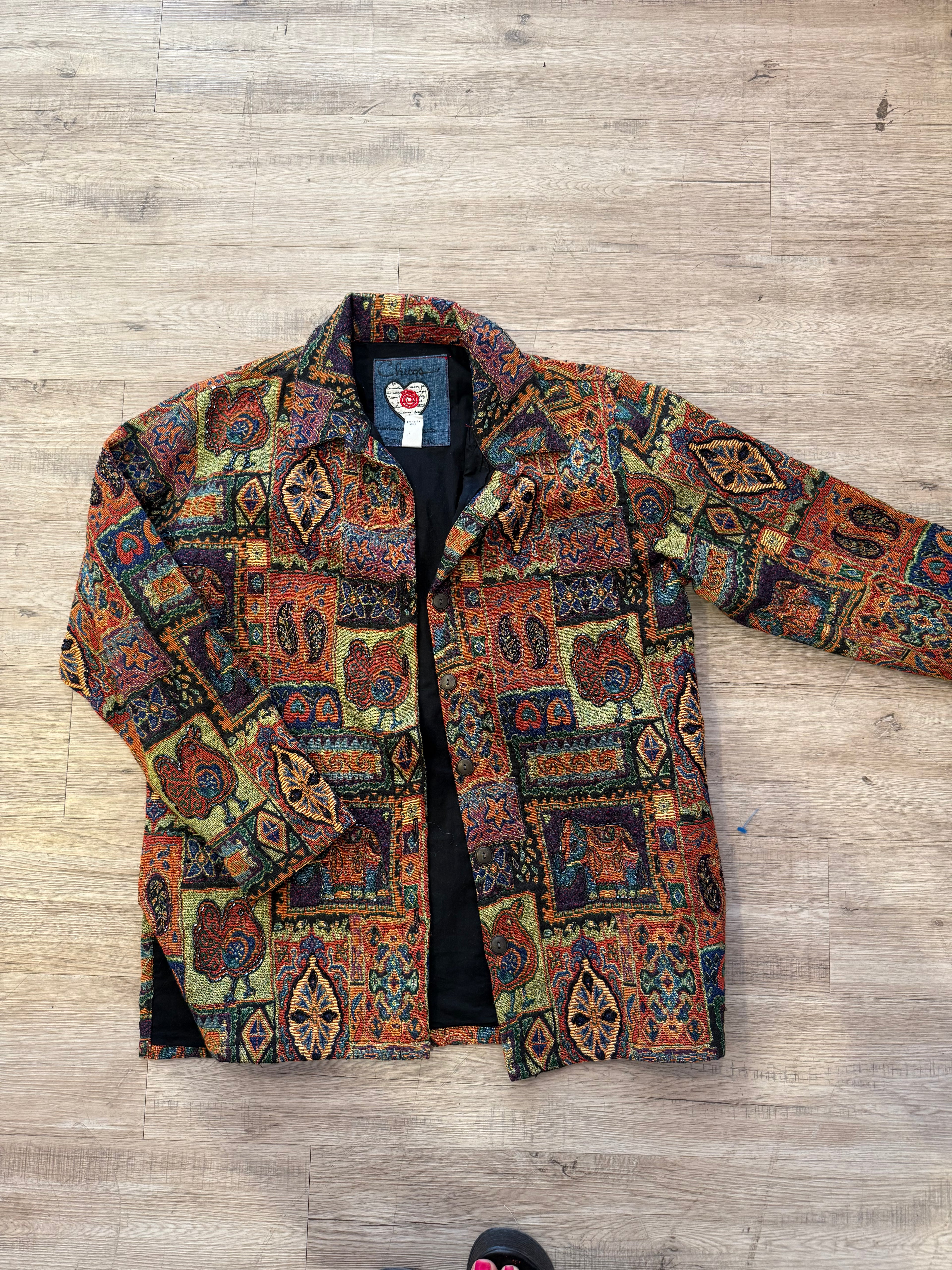 Vintage Chico’s Embroidered Beaded Coat