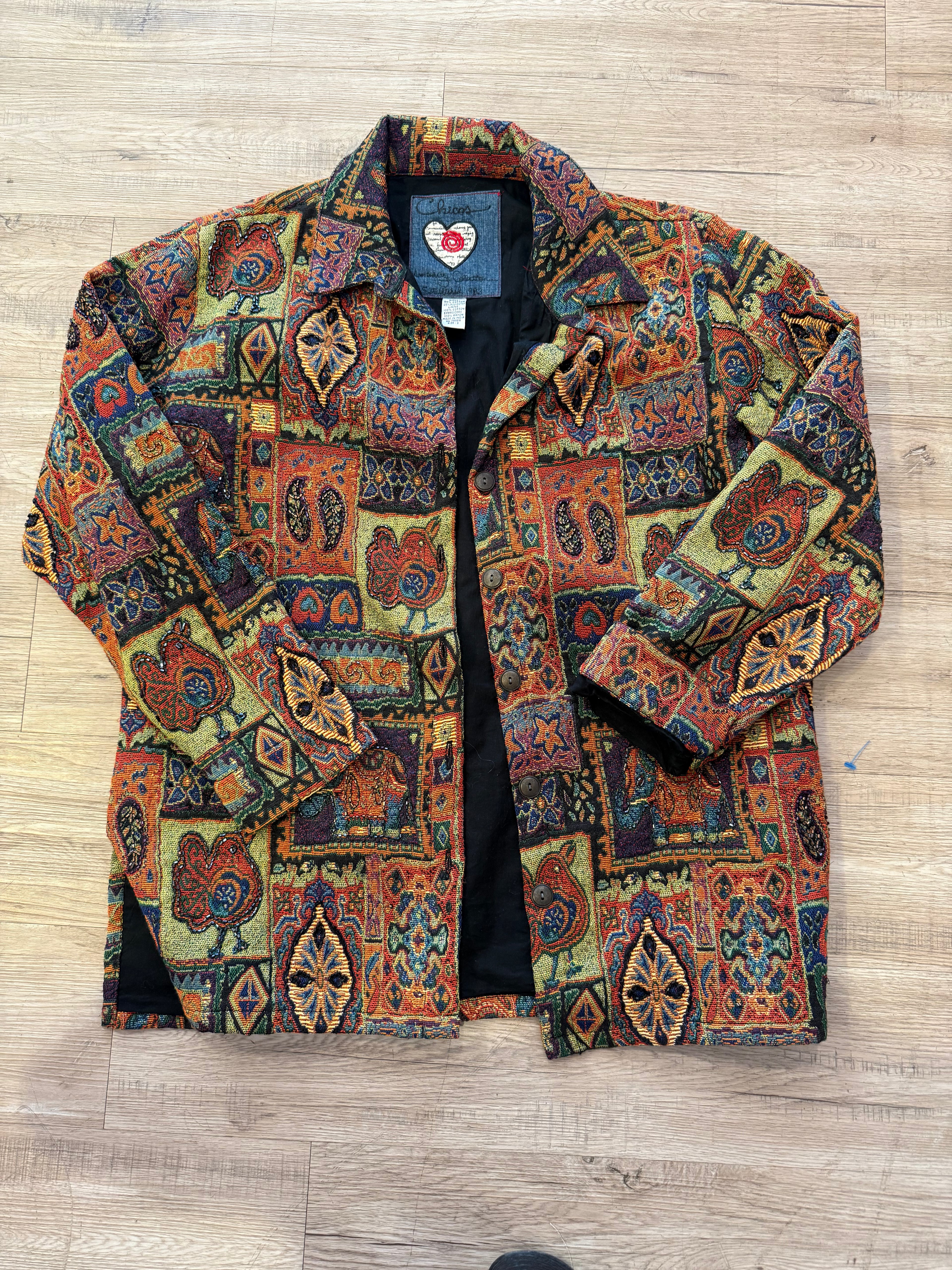 Vintage Chico’s Embroidered Beaded Coat