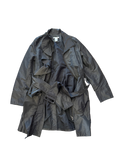 Gray Ruffle Long Rain Trench Coat with Belt