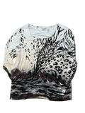 Chico’s White and Black Leopard Print Henley