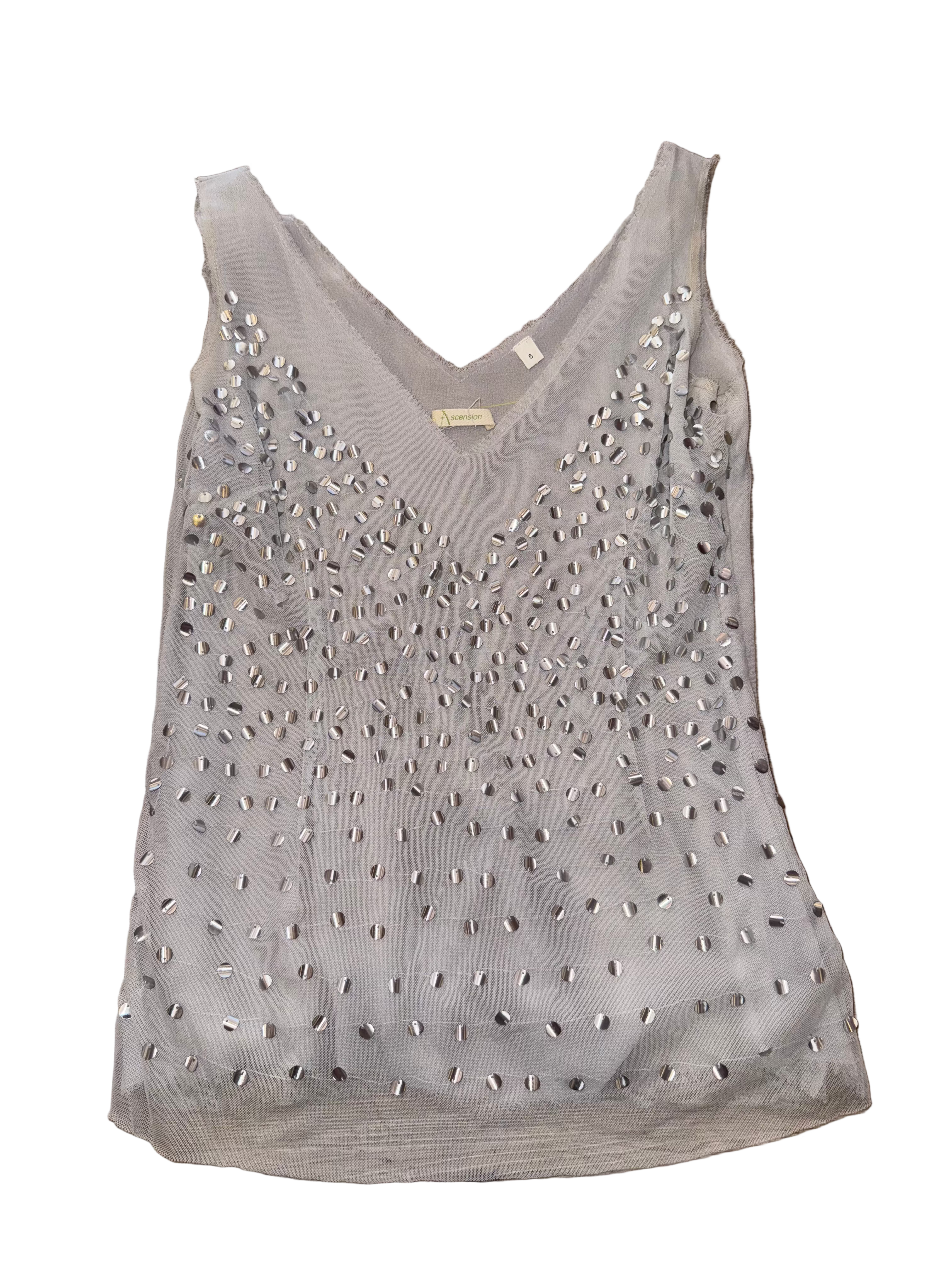 Sheer Embroidered Sequin Tank