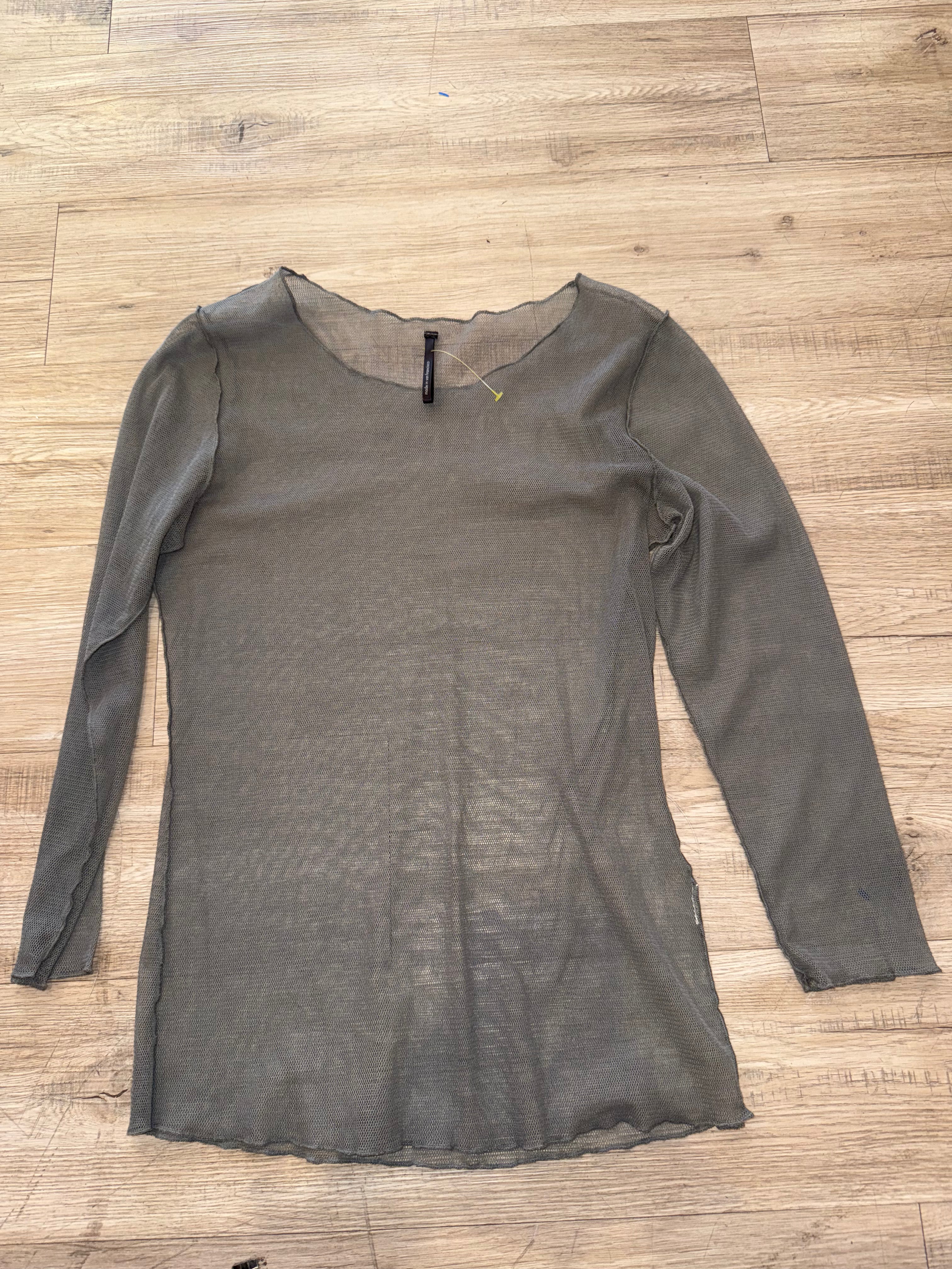 Sheer Army Green Mesh Top