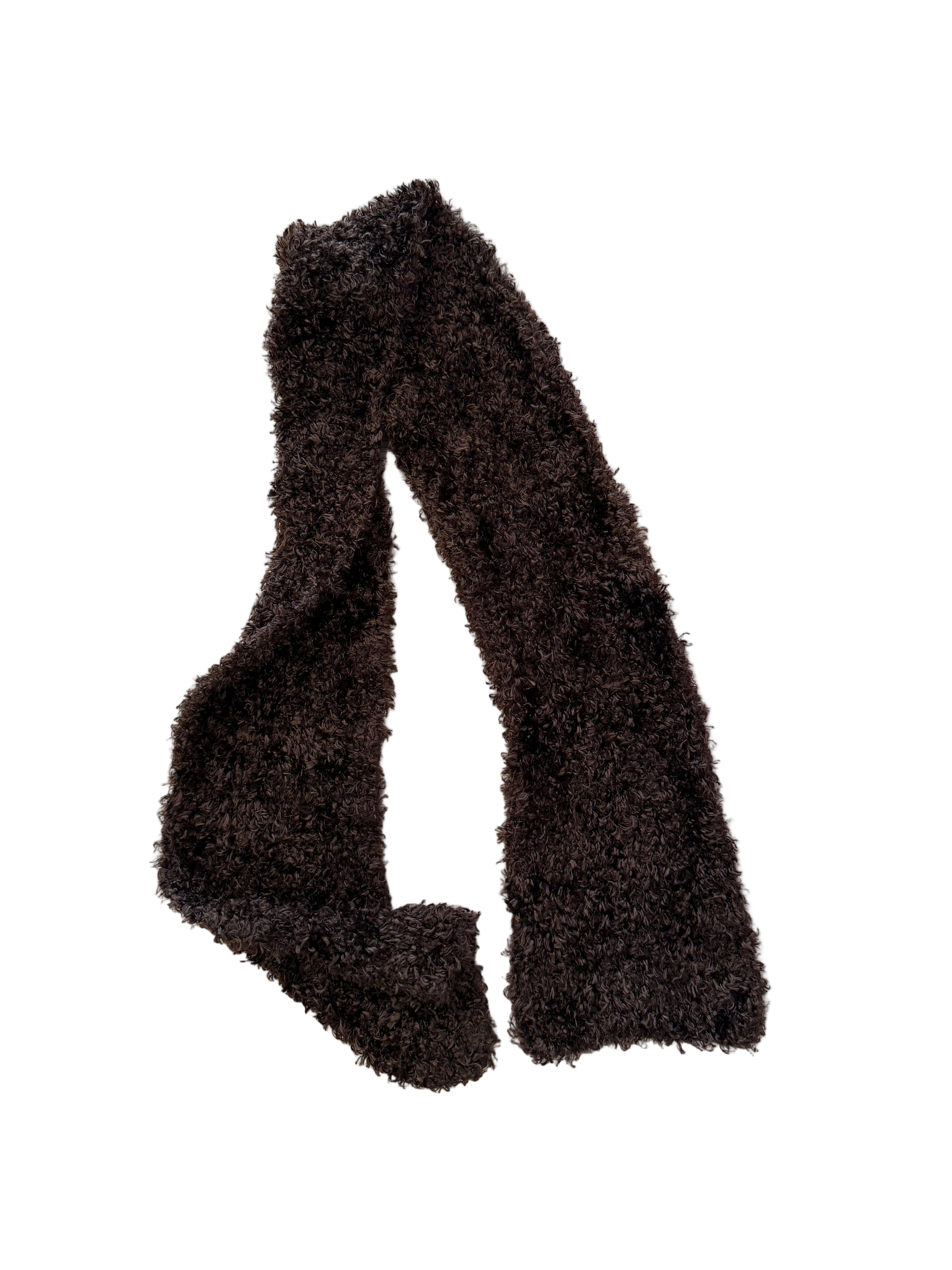 Brown Furry Y2K Knit Scarf
