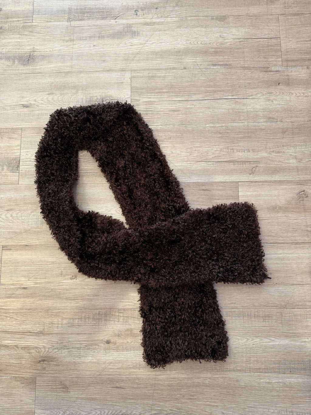 Brown Furry Y2K Knit Scarf