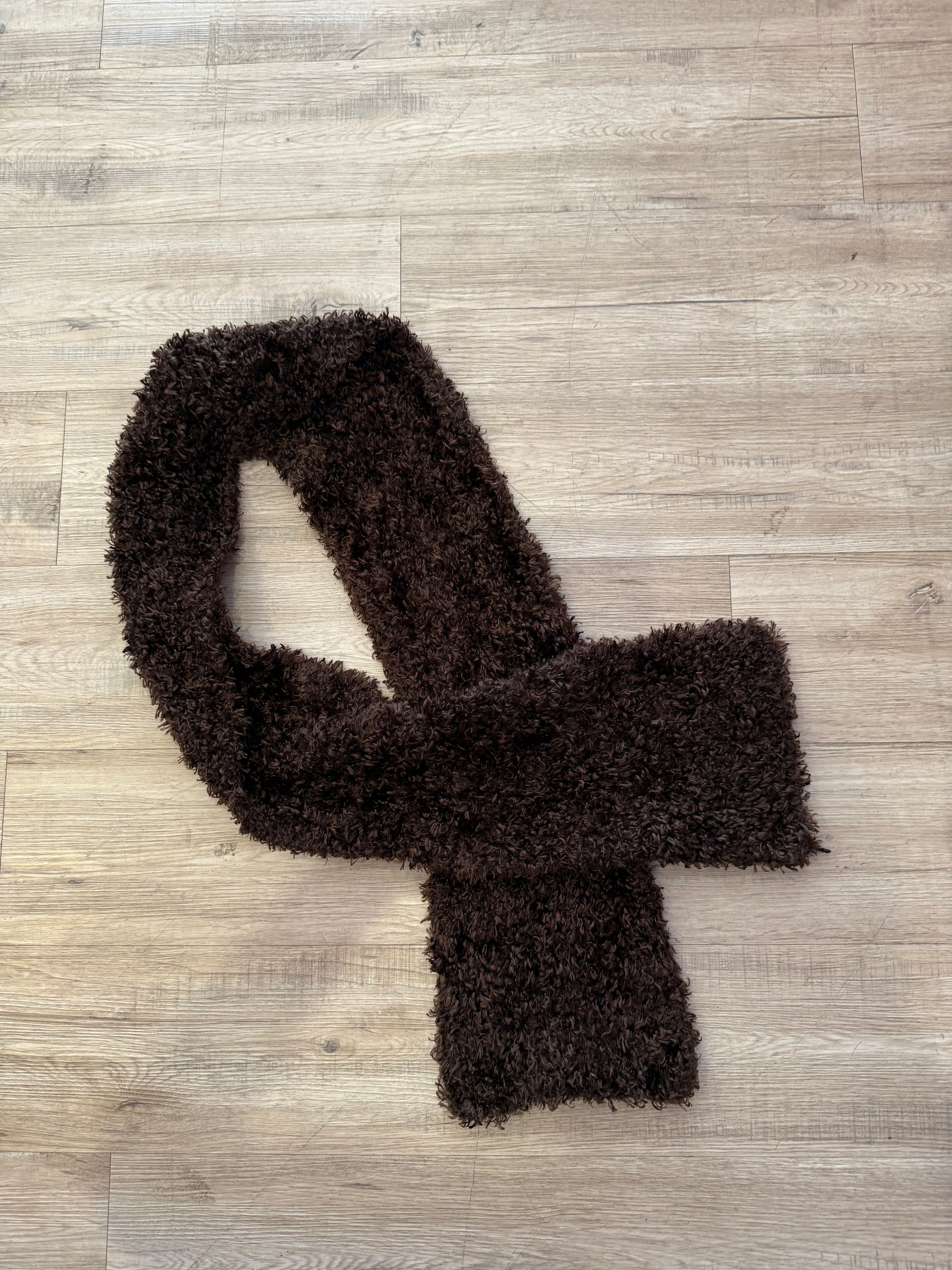 Brown Furry Y2K Knit Scarf