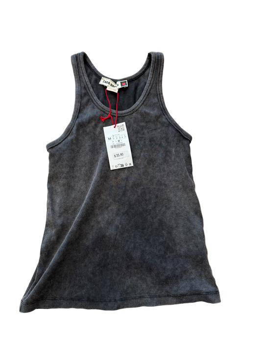 ZARA Medium Washed Grey Tank