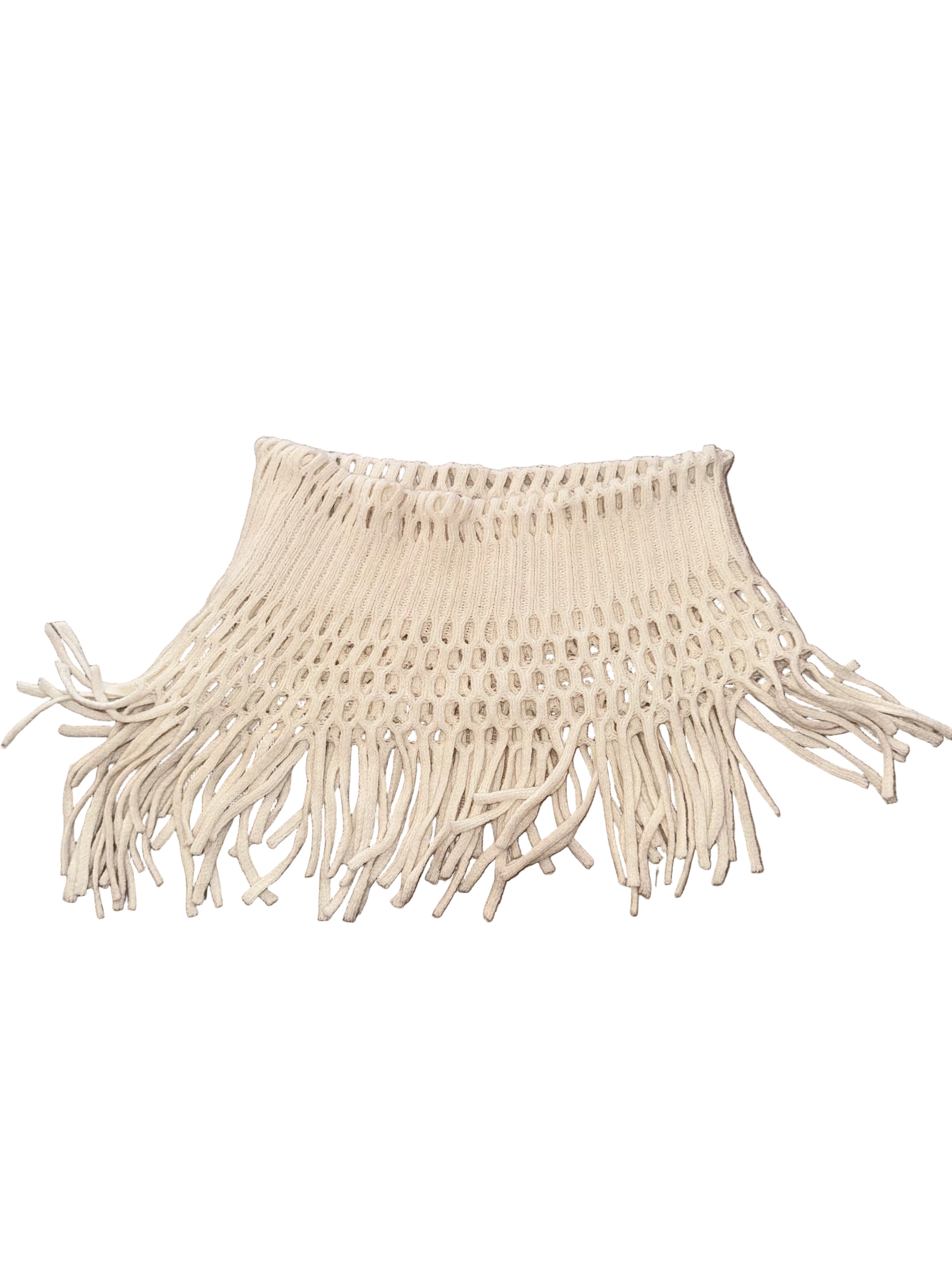 White Knit Fringe Boho Layering Piece