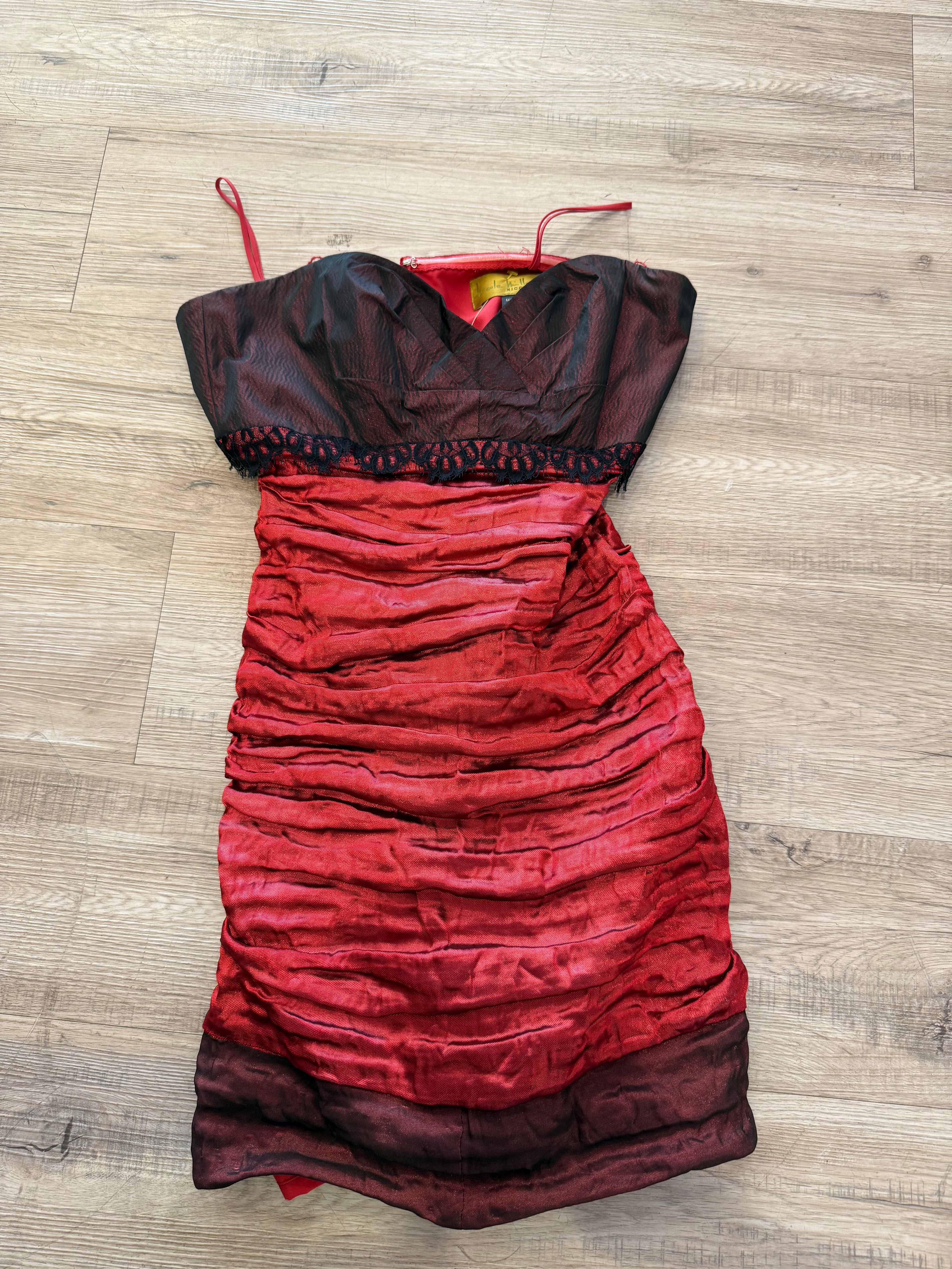 Red and Black Lace Y2K Bombshell Dress