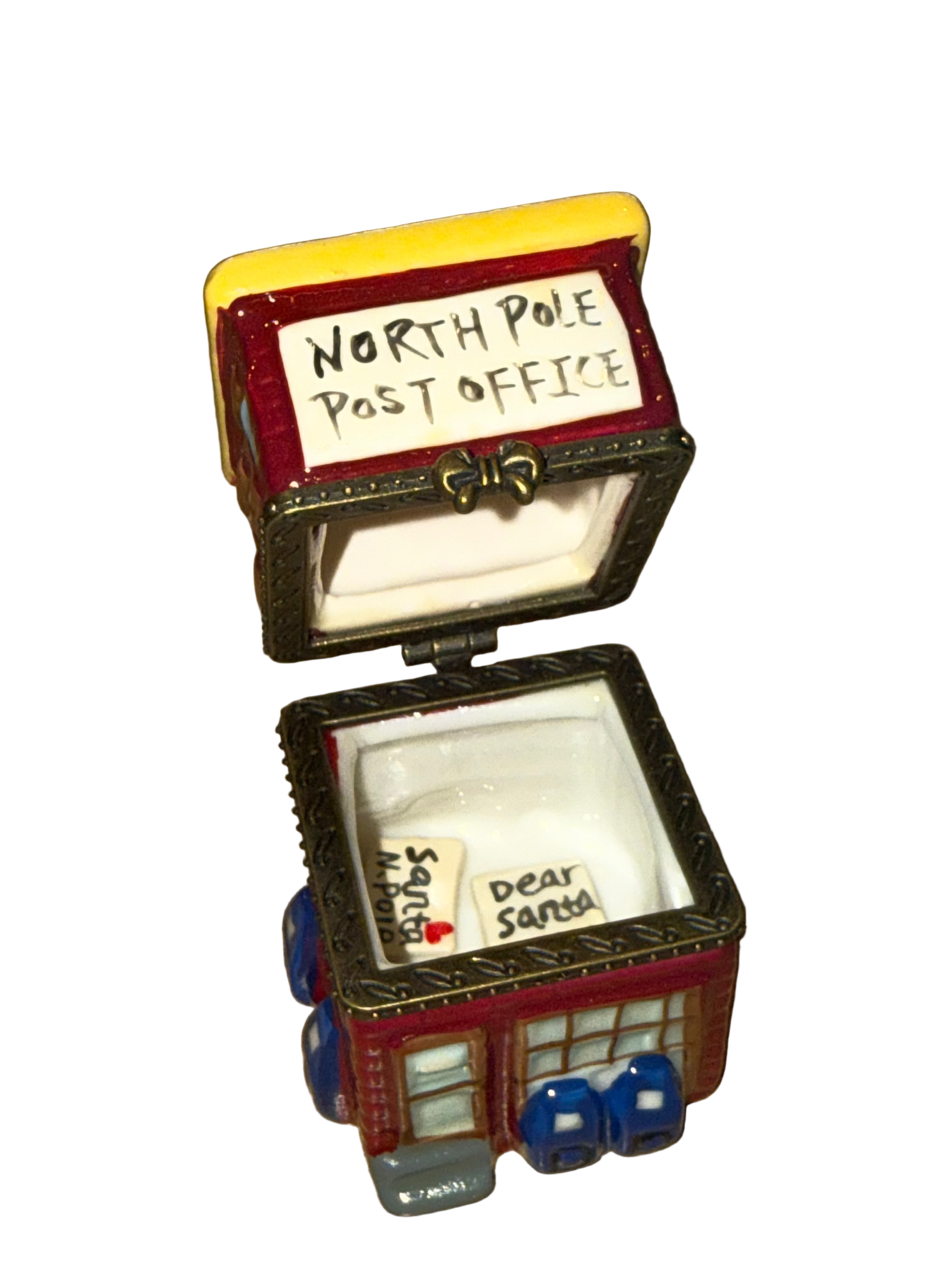 Porcelain North Pole Mailbox Trinket Box