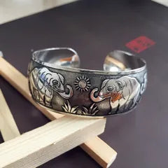Antique Silver Carved Open Bangle