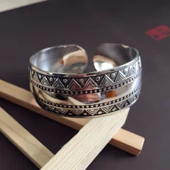 Antique Silver Carved Open Bangle