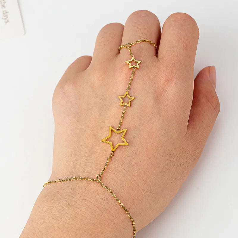 Bubble Gold Star Hand Chain Bracelet | Non Tarnish Celestial Gold Hand Jewelry