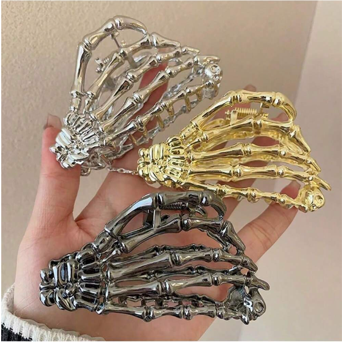 Metal Skeleton Hand Claw Clip