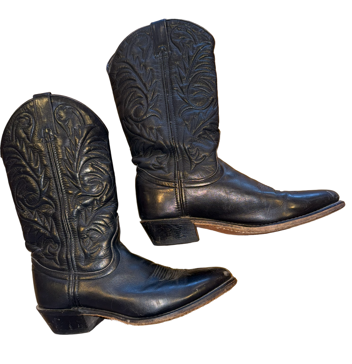 Classic Black Leather Cowboy Boots