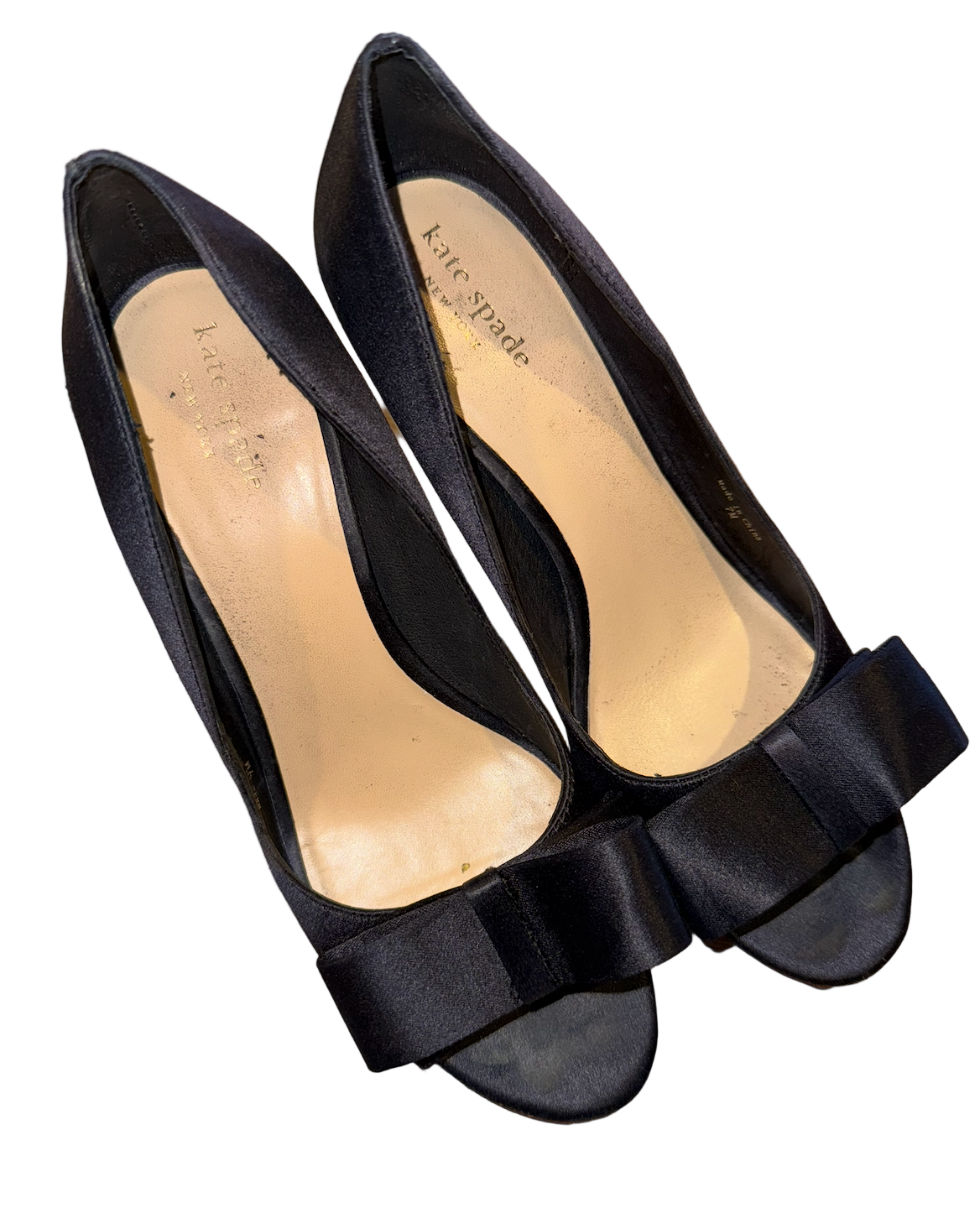 Black Bow Satin Peep-Toe Heels