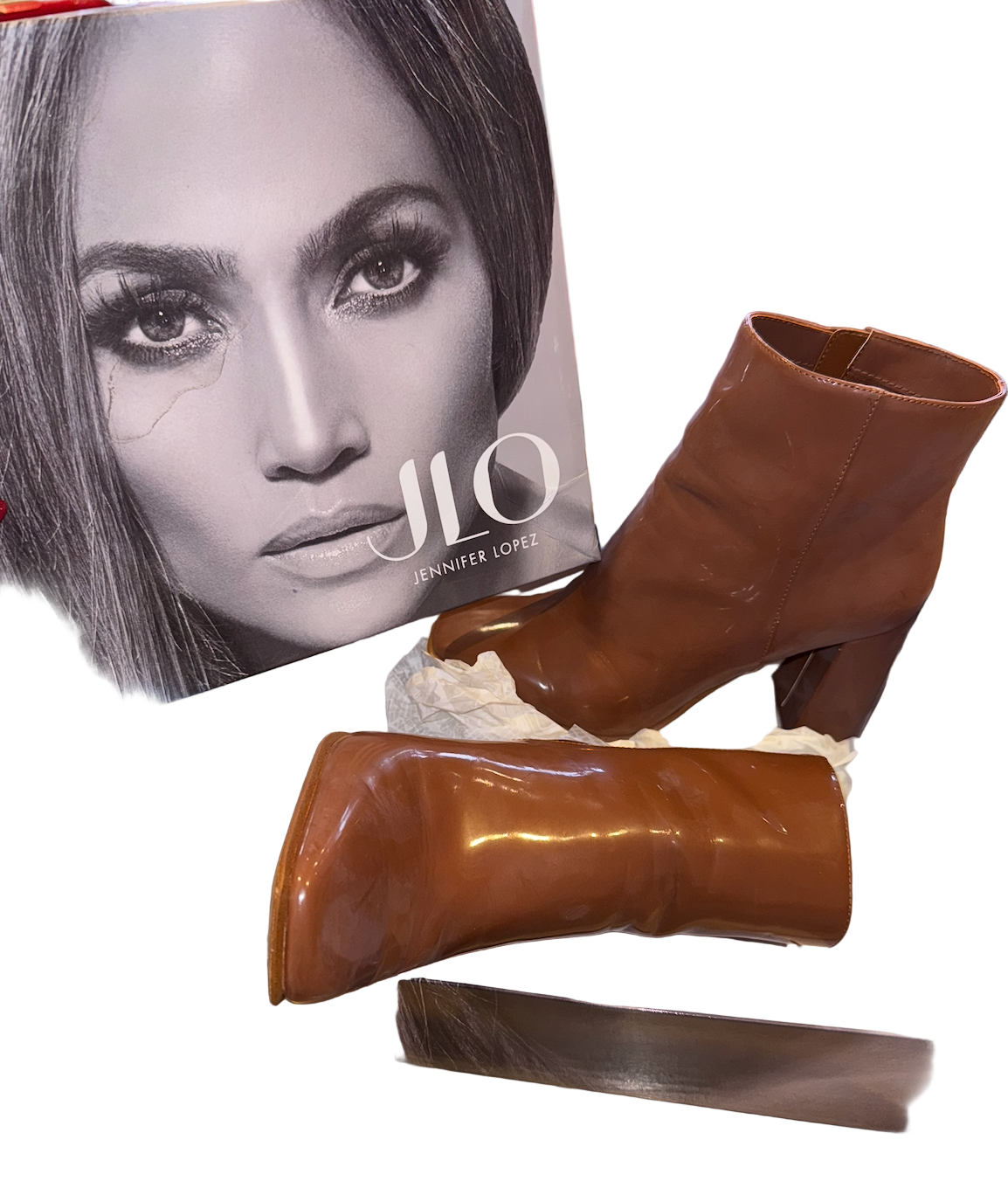 Brown Sleek Patent Leather Boots