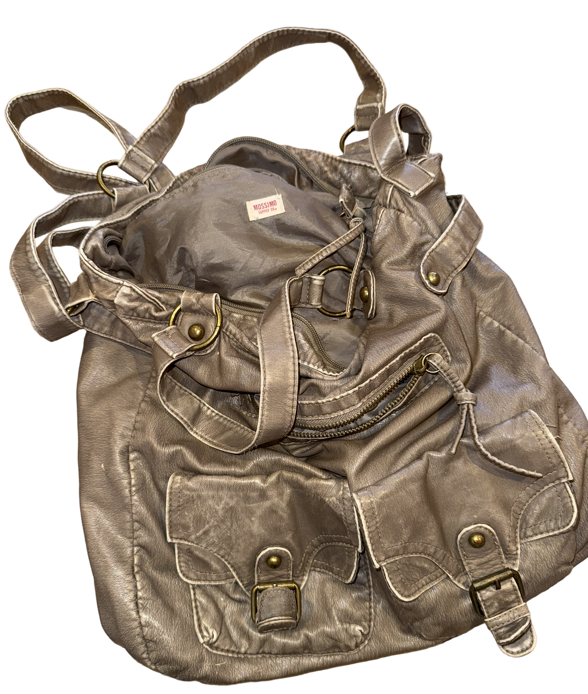 Mossimo Light Gray Leather Tote Bag