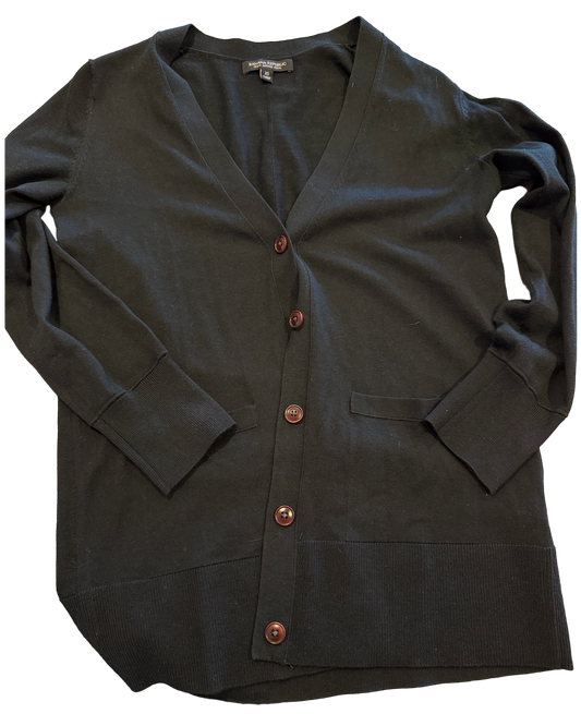 Long Button-Up Black Cardigan