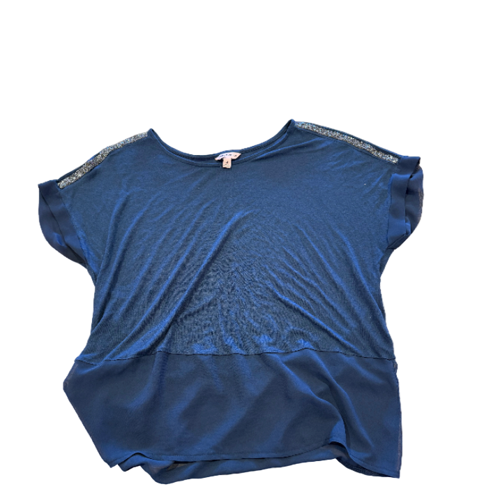 Juicy Couture Navy Blue Rhinestone Sleeve Flowy Shirt