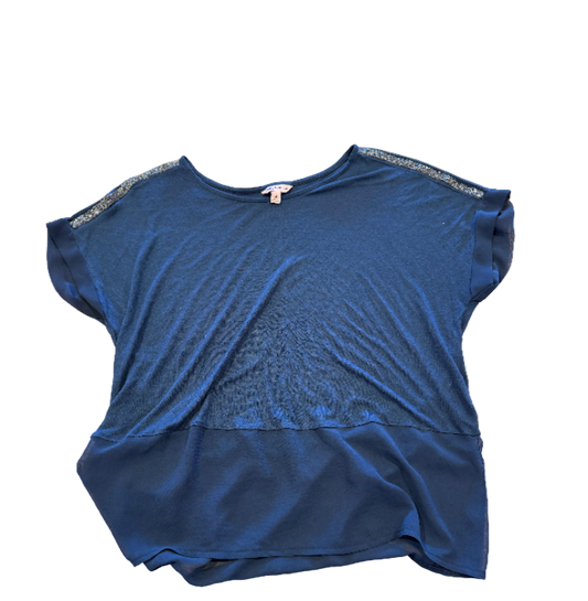 Juicy Couture Navy Blue Rhinestone Sleeve Flowy Shirt