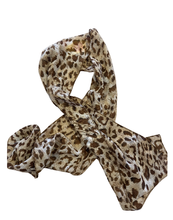 Vintage Leopard Print Chiffon Scarf