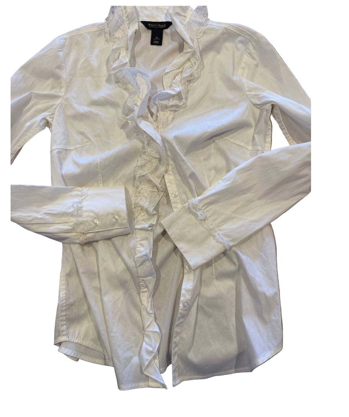 White Ruffle and Lace Button-up