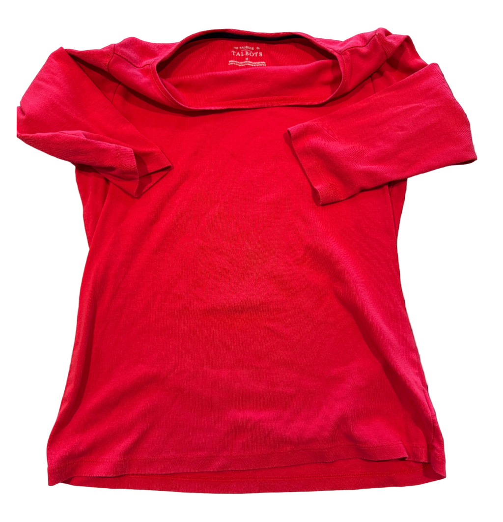 Talbots Red Boat Neck Top