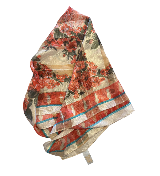 Vintage Satin Rose Scarf