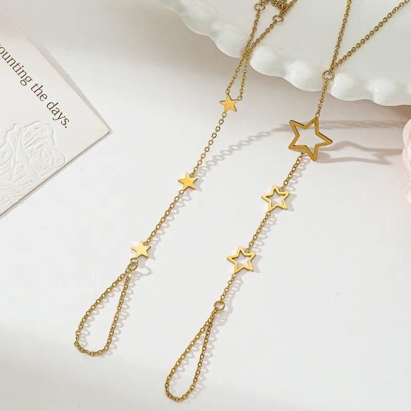 Dainty Gold Star Hand Chain Bracelet | Non Tarnish Celestial Gold Hand Jewelry