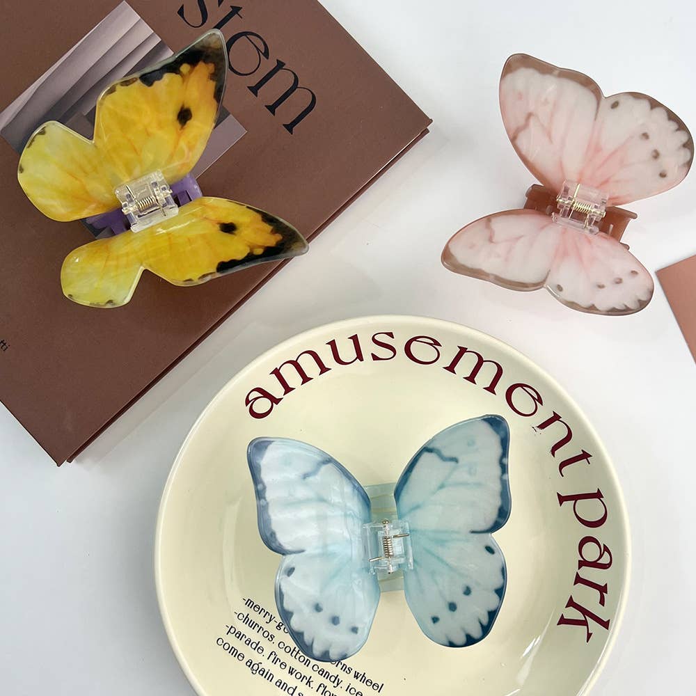 Vibrant Butterfly Print Hair Claw Clip