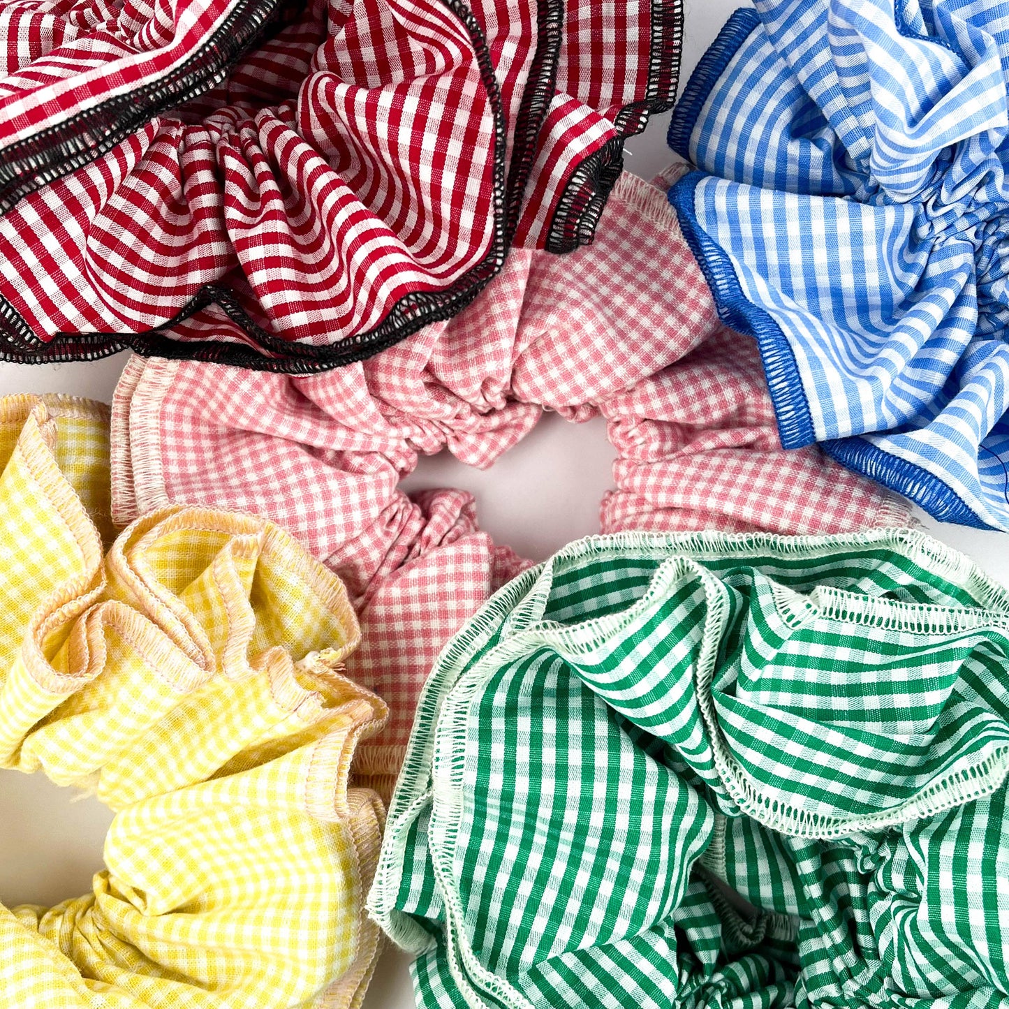 Handmade Retro Double-Layered Two-Tone Plaid Hair Scrunchie Tie