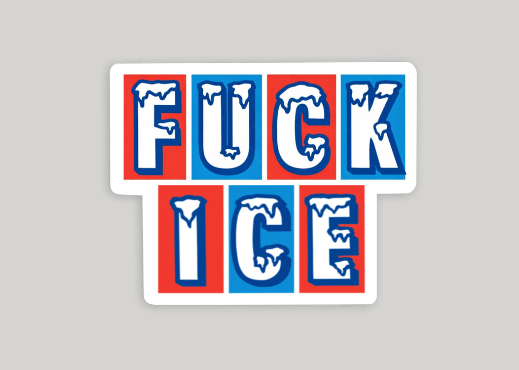 "F*ck Ice" Block Red and Blue Sticker