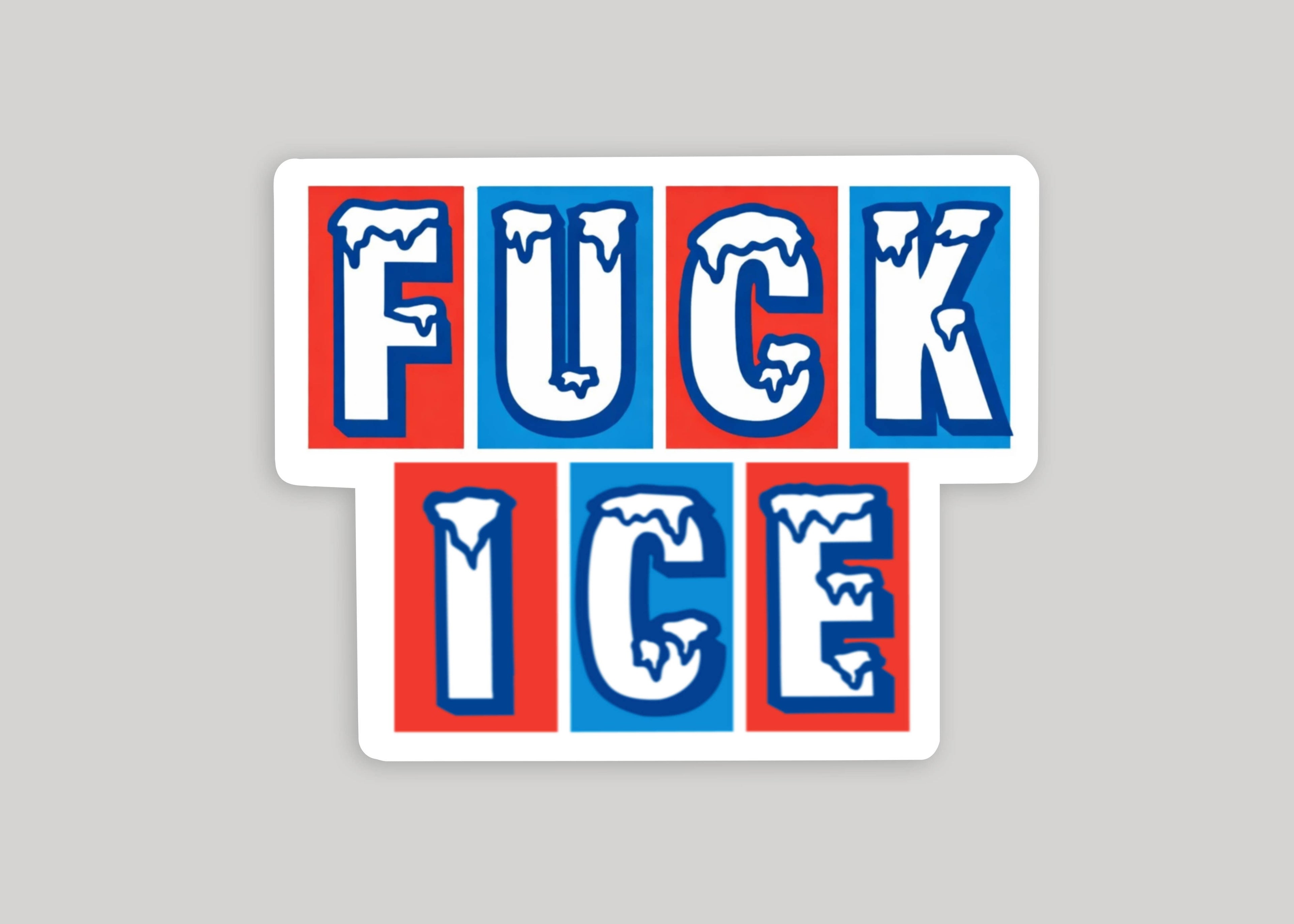"F*ck Ice" Block Red and Blue Sticker