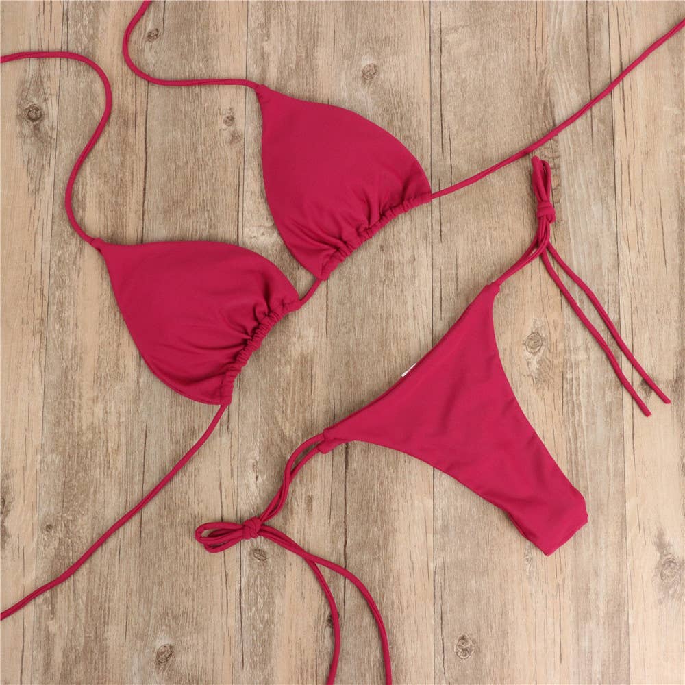 Wine Red Triangle Bikini