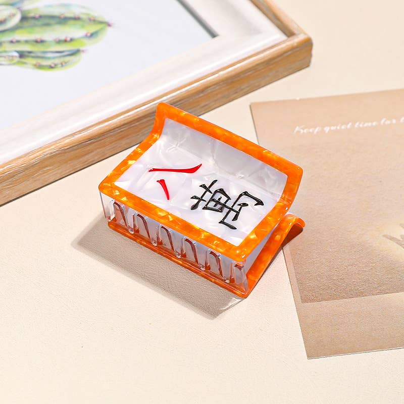 "Red Dragon" Mahjong Tile-Shaped Hair Clip