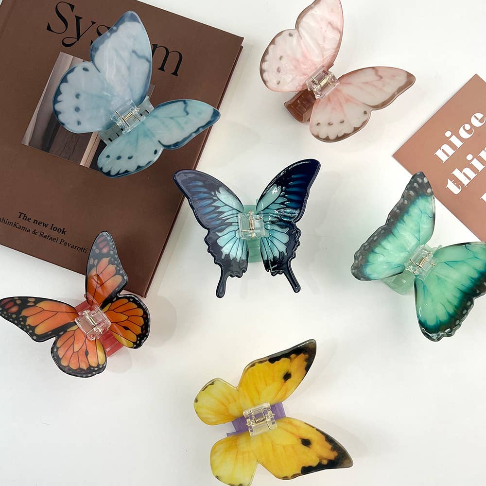 Vibrant Butterfly Print Hair Claw Clip