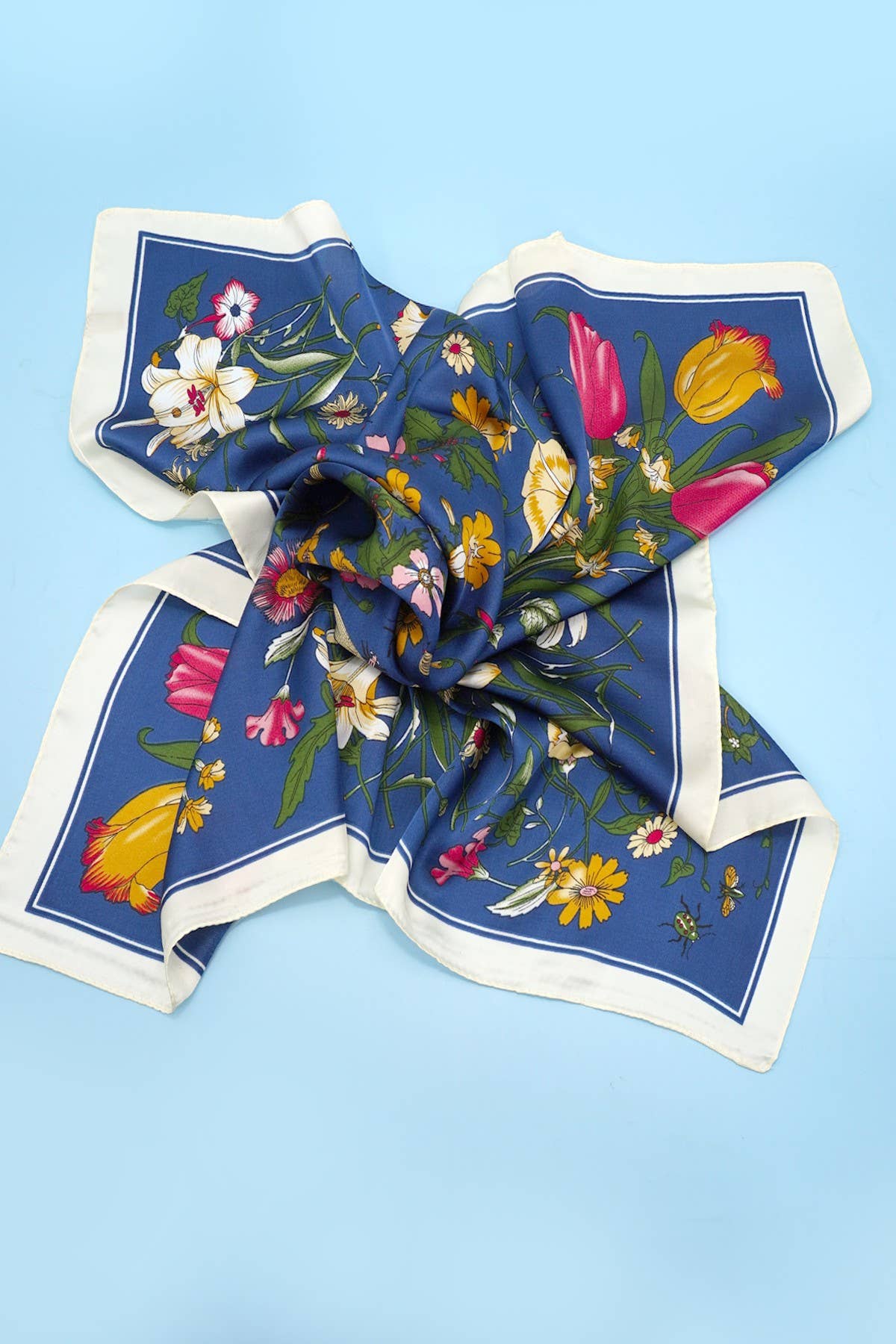 Navy Large Floral Print Scarf