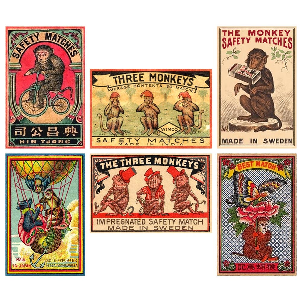 Vintage-inspired Monkey Ad Matchbox