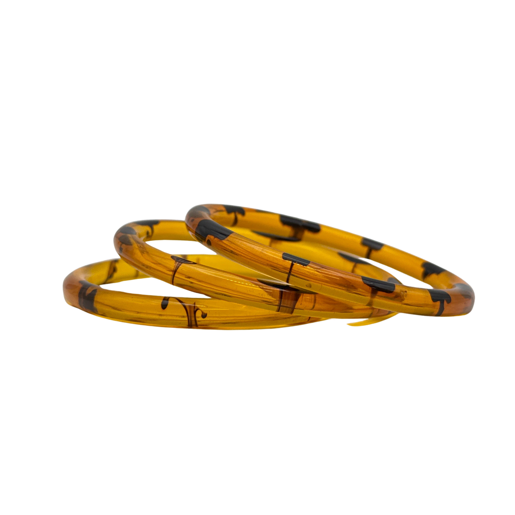 Translucent Amber Lucite Resin Bangle Set